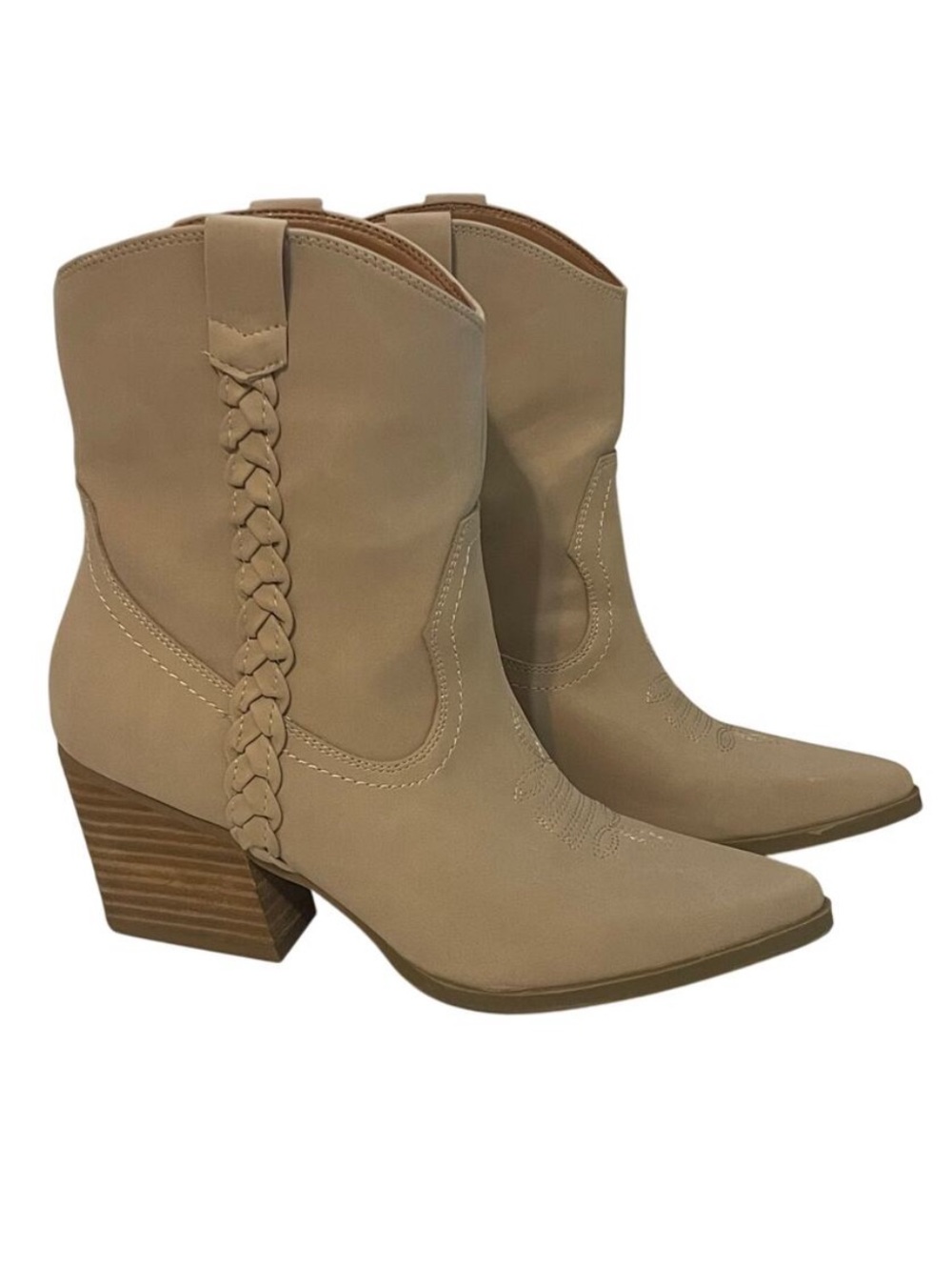 Dolce Vita Koolson Western Cowboy Boots Pull On Stacked Heel Women's US 8 Tan